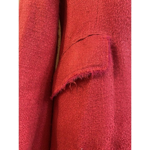 WDNY Hot Pink Fuschia Barbie Tweed Fringe Light Trench Coat Jacket Size Small - Picture 2 of 6